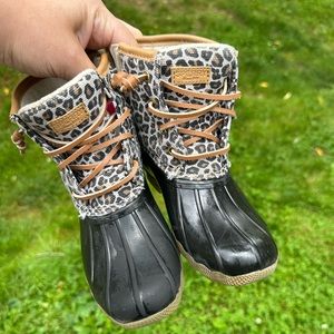 Kids-Girls Sperry Leopard Boots size 13